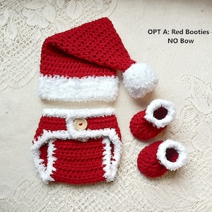 Baby Santa Outfit - Crochet Santa Hat and Diaper Cover - Baby Santa Set - Crochet Santa Outfit- First Christmas Outfit - Newborn Santa Set