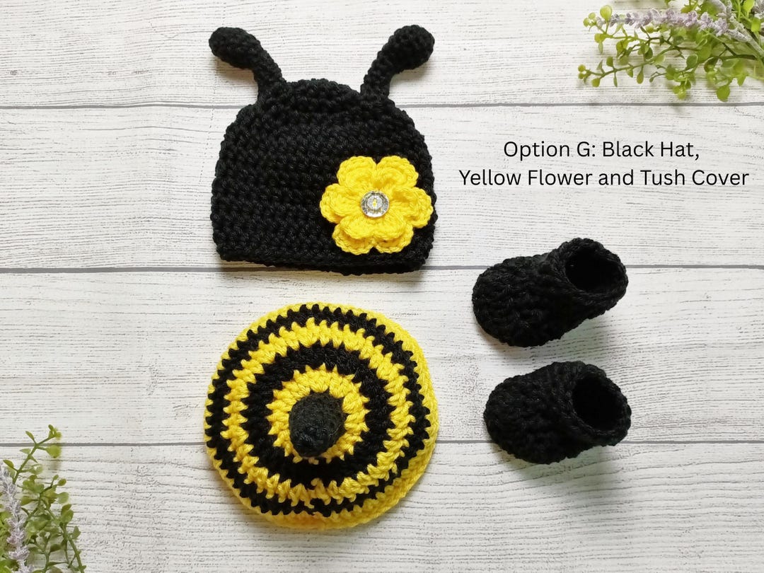 Baby Bumble Bee Outfit - Bumble Bee Hat and Diaper Cover - Newborn ...