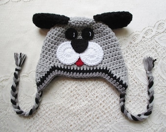 READY TO SHIP - 1 to 3 Year Size - Puppy Hat - Winter Hat - Photo Prop - Animal Hat - Crochet Puppy Hat - Crochet Hat