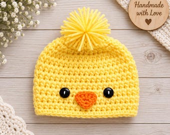 Spring Chick Crochet Hat - Winter Hat - Photo Prop - Crochet Hat - Farm Animal - Easter Hat - Baby Chick Hat - Halloween Costume - Bird Hat