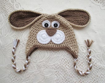 READY TO SHIP - 1 to 3 Year Size - Tan Full Face Easter Bunny Crochet Hat - Photo Prop - Winter Hat - Animal Hat - Crochet Hat - Easter Hat