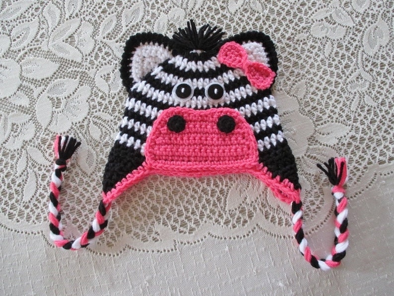 crochet zebra hat