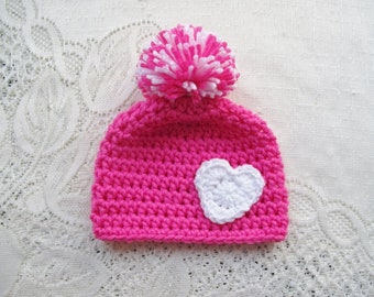 Baby Valentines Hat - Valentine Photo Prop - Valentines Baby - Winter Hat - Photo Prop - Heart Hat - Available in Any Color Combo