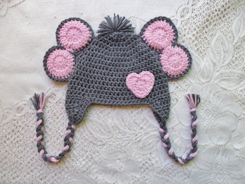 READY TO SHIP 1 to 3 Year Size Crochet Elephant Hat with Heart Jungle Animals Winter Hat or Photo Prop image 1