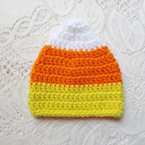 Baby Candy Corn Crochet Hat - Baby Photo Prop - Newborn Candy Corn Hat - Baby Halloween Hat - Candy Corn Beanie - 0 to 12 Months