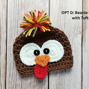 Baby Turkey Crochet Hat, Newborn Photo Prop, Turkey Costume, Hats for Fall, Newborn Turkey Hat, Turkey Beanie, Thanksgiving Photo Prop OPT D: Beanie-Tuft