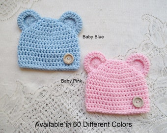 Crochet Baby Bear Hat - Baby Hat - Bear Hat - Winter Hat - Newborn Hat - Baby Beanie - Baby Shower Gift - Avail in Preemie to 5 Yr Size