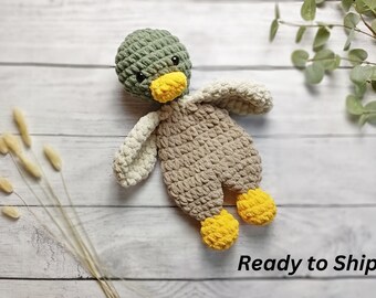 Mallard Duck Snuggler Lovey - Baby Mallard Duck Snuggler - Woodland Nursery Decor - Comfort Animal - Baby Cuddle Blanket - Baby Shower Gift