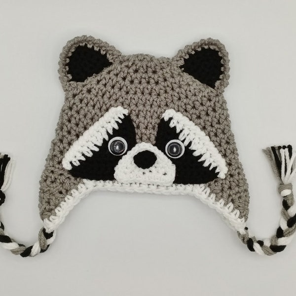 Crochet Raccoon Hat - Winter Hat - Photo Prop - Baby Hat - Woodland Animal - Animal Hat - Available in Any Color Combination