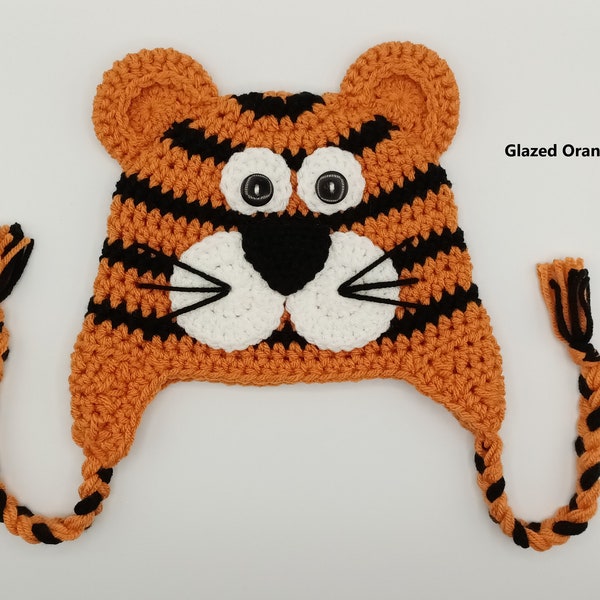 Jungle Tiger Crochet Hat - Winter Hat - Photo Prop - Animal Hat - Crochet Hat - Tiger Hat - Available in Any Color Combination