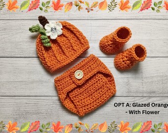 Baby Pumpkin Crochet Hat and Diaper Cover - Baby Photo Prop - Baby Pumpkin Outfit - Baby Pumpkin Set - Baby Halloween Set - Newborn Pumpkin