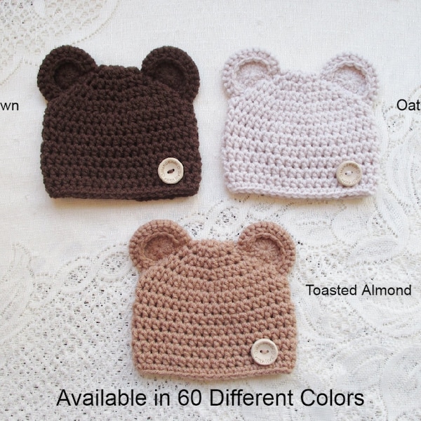 Crochet Baby Bear Hat - Baby Hat - Bear Hat - Winter Hat - Newborn Hat - Baby Beanie - Baby Shower Gift - Avail in Preemie to 5 Yr Size