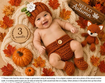 Baby Pumpkin Crochet Hat and Diaper Cover - Baby Photo Prop - Baby Pumpkin Outfit - Baby Pumpkin Set - Baby Halloween Set - Newborn Pumpkin