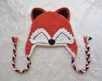 Red Fox Crochet Hat - Wildlife Animals - With or Without Bow - Photo Prop - Available in Any Color Combination