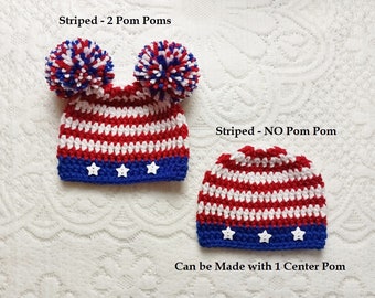 Gorro de bebé del 4 de julio / Gorro patriótico para bebé / Gorro para recién nacido del 4 de julio / Accesorio para fotos de recién nacidos / Accesorio para fotos del 4 de julio / Para niño o niña del 4 de julio