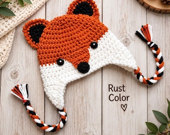 Crochet Fox Hat, Baby Fox Beanie, Crochet Baby Hat, Halloween Costume, Newborn Photo Prop, Newborn Hat, Toddler Hat, Winter Hat