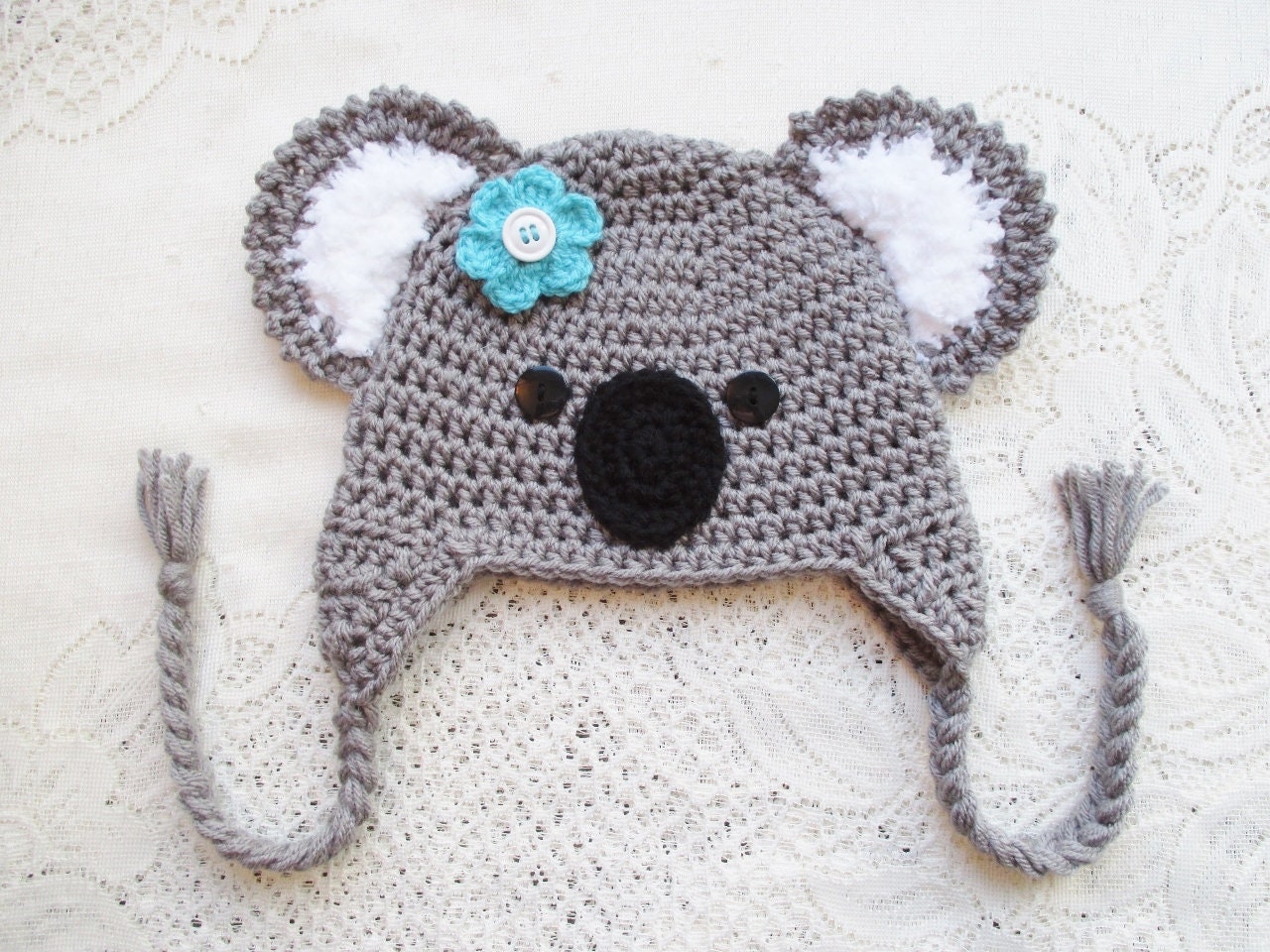 Koala Bear Crochet Hat Winter Hat Photo Prop Animal Hat Etsy