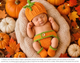 Baby Pumpkin Crochet Hat and Diaper Cover - Baby Photo Prop - Baby Pumpkin Outfit - Baby Pumpkin Set - Baby Halloween Set - Newborn Pumpkin