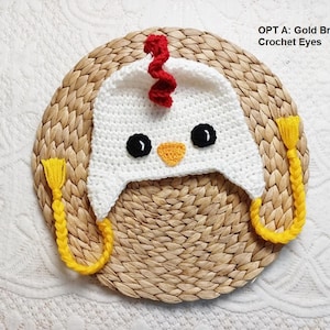 Crochet Chicken Hat, Chicken Costume, Baby Halloween Costume, Newborn Photo Prop, Toddler Chicken Hat, Winter Hat, Rooster Hat, Farm Nursery