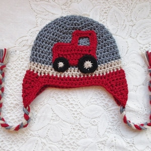 Crochet Tractor Hat - Winter Hat - Photo Prop - Crochet Hat - Baby Hat - Toddler Hat - Farm Hat - Available in Any Color Combination
