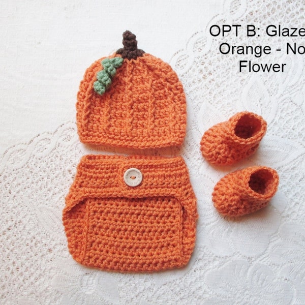 Baby Pumpkin Crochet Hat and Diaper Cover - Baby Photo Prop - Baby Pumpkin Outfit - Baby Pumpkin Set - Baby Halloween Set - 0 to 6 Months