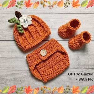 Baby Pumpkin Crochet Hat and Diaper Cover - Baby Photo Prop - Baby Pumpkin Outfit - Baby Pumpkin Set - Baby Halloween Set - Newborn Pumpkin