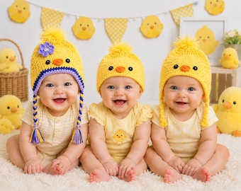 Spring Chick Crochet Hat - Winter Hat - Photo Prop - Crochet Hat - Farm Animal - Easter Hat - Baby Chick Hat - Halloween Costume - Bird Hat