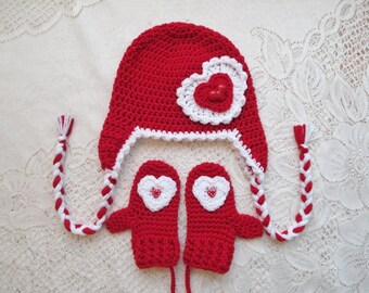 READY TO SHIP - 3 to 4 Year Size - Valentines Day Hat - Heart Hat - Winter Hat - Photo Prop - Valentine Toddler - Valentine Hat