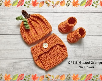 Baby Pumpkin Crochet Hat and Diaper Cover - Baby Photo Prop - Baby Pumpkin Outfit - Baby Pumpkin Set - Baby Halloween Set - Newborn Pumpkin
