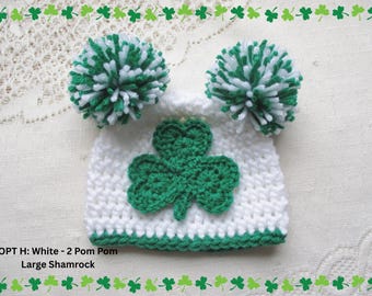 Baby St Patricks Day Hat - Newborn Photo Props - Newborn Baby Winter Hat - Baby Leprechaun Hat with Shamrock - Baby St Patricks Day Outfit