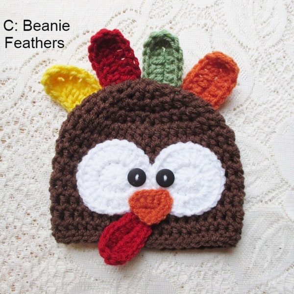 Crochet Turkey Hat - Winter Hat - Photo Prop - Crochet Hat - Animal Hat - Turkey Hat - Thanksgiving - Available in Any Color Combination