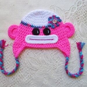 READY TO SHIP - 1 to 3 Year Size - Crochet Sock Monkey Hat, Photo Prop, Birthday Gift, Halloween Costume, Crochet Toddler Hat, Winter Hat