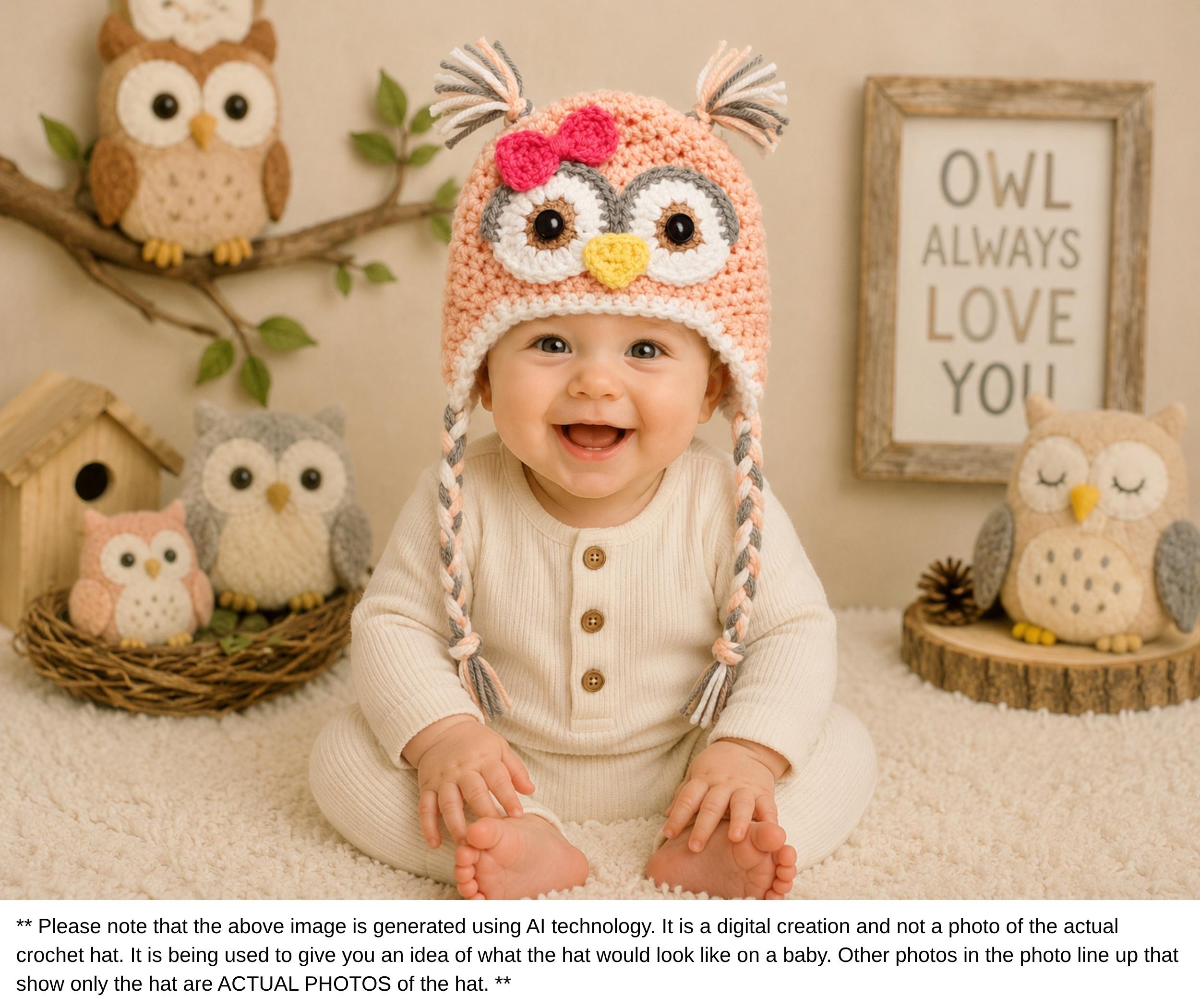 Crochet Owl Hat, Owl Costume, Newborn Photo Prop, Baby Halloween Costume, Toddler Owl Hat, Owl Beani
