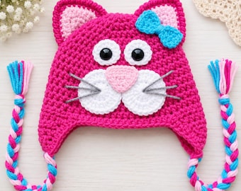 Crochet Kitty Hat, Kitty Cat Costume, Baby Halloween Costume, Newborn Photo Prop, Toddler Kitty Hat, Winter Baby Hat - MADE TO ORDER