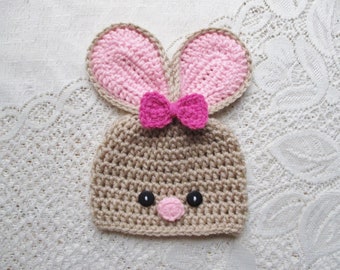 Easter Bunny Crochet Hat - Baby Photo Prop - Baby Bunny - Crochet Bunny Hat - Baby Shower Gift - Avail in 0 to 24 Months