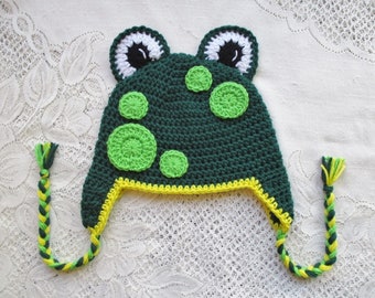 Crochet Frog Hat - Winter Hat - Photo Prop - Animal Hat - Frog Hat - Baby Frog Hat - Available in Any Color Combination