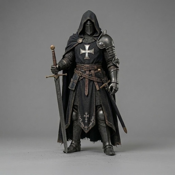 Handcrafted Templar Knight Full Armor Suit – Halloween Cosplay Steel Plate Crusader Gear