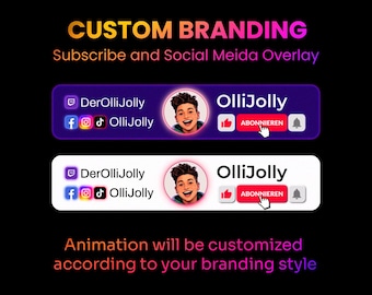 Custom YouTube Subscribe Button & Social Media Overlay Animation According to Your Branding Style