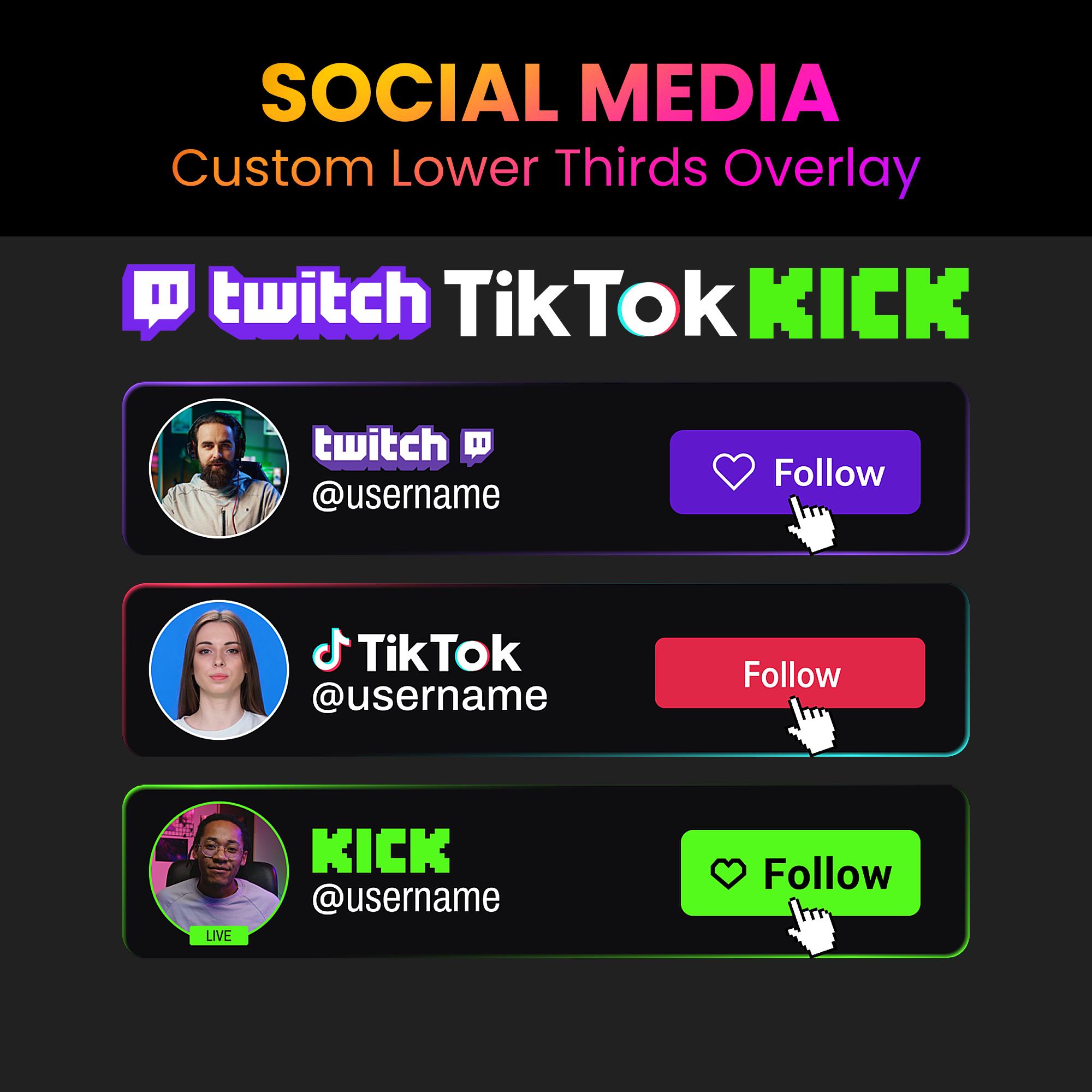 Animated Overlay for Twitch, Tiktok & Kick | Custom Social Media Lower ...