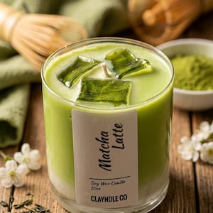Matcha Latte-ljus - 285 ml handgjort sojavax, bergamottdoft bild 3