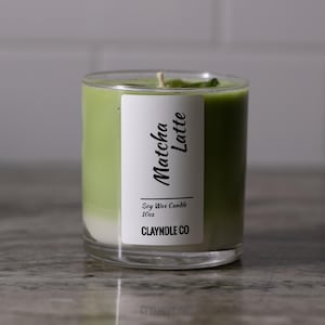 Matcha Latte-ljus - 285 ml handgjort sojavax, bergamottdoft bild 4