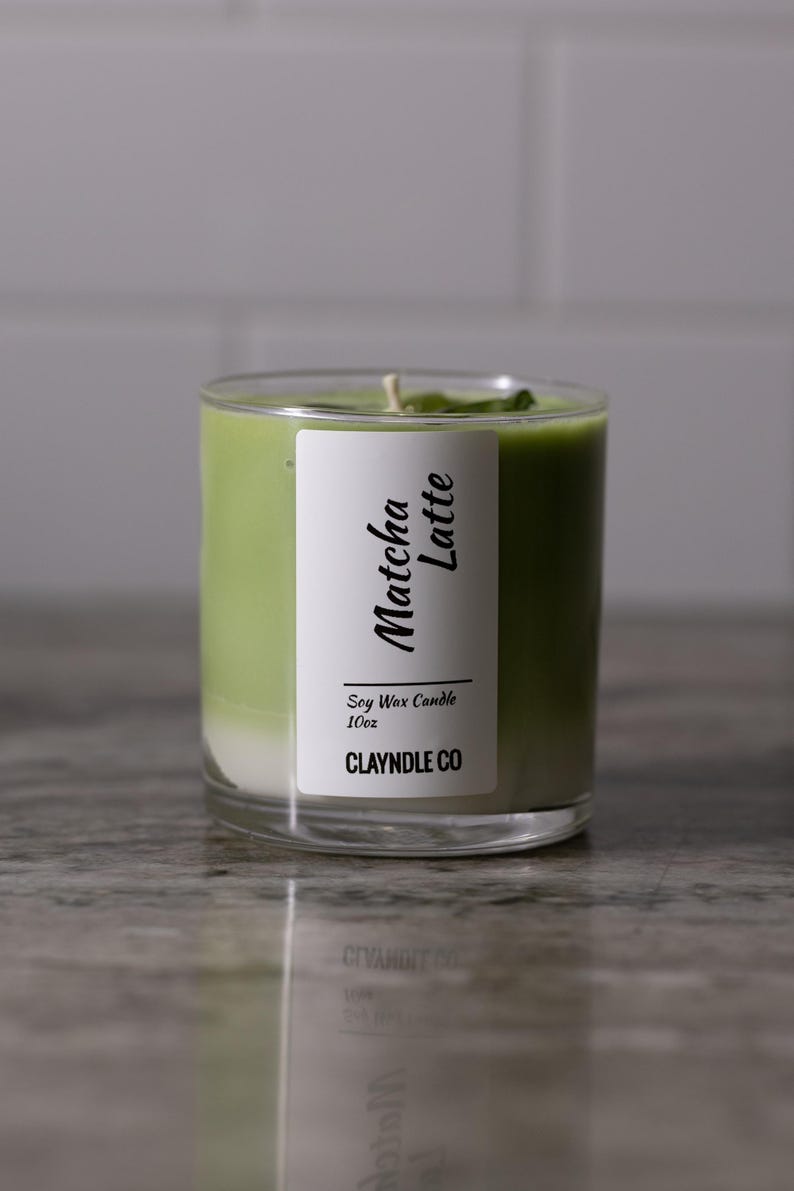 Matcha Latte-ljus - 285 ml handgjort sojavax, bergamottdoft bild 4