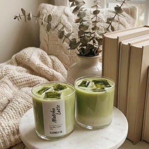 Matcha Latte-ljus - 285 ml handgjort sojavax, bergamottdoft bild 2