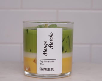 Mango Matcha-ljus | Färskt tropiskt sojaljus | Avkopplande aromaterapi-heminredning