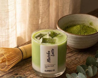 Matcha Latte Candle - 10oz Handmade Soy Wax, Bergamot Scent