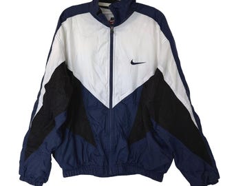 Nike Mens Vintage 90s Windbreaker Jacket Medium Big Swoosh Colorblock Blue