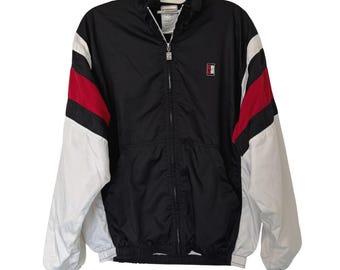 VTG Nike Windbreaker Track Jacket Black White Red Womens M Mens S 90s Retro