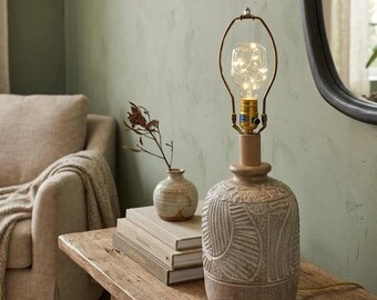 Vintage 1985 Casual Lamps Brutalist Textured Plaster Table Lamp Postmodern 23in