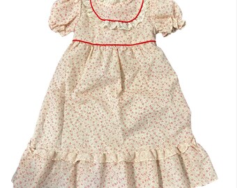 Vestido Kid Kountry Rare Vintage Prairie Country con estampado floral y cuello con ribete de encaje, talla 12 M