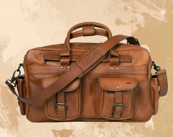 Skórzana torba pilota, brązowa aktówka z pełnoziarnistej skóry w stylu vintage, spersonalizowana torba biurowa na laptopa, bagaż podręczny